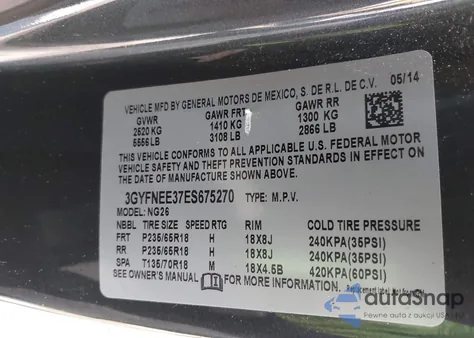 2014 Cadillac Srx Luxury Collection from USA, damaged, VIN 3GYFNEE37ES675270